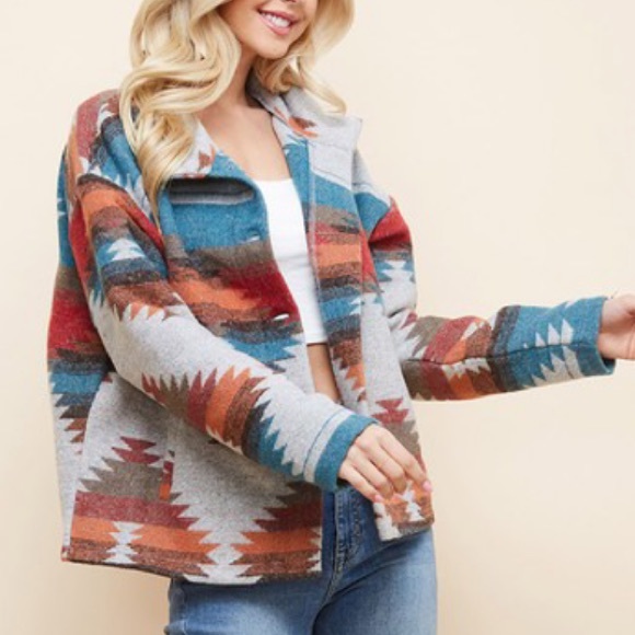 Last Large New! Bohemian Aztec Southwest Pattern Jacket - Picture 4 of 11